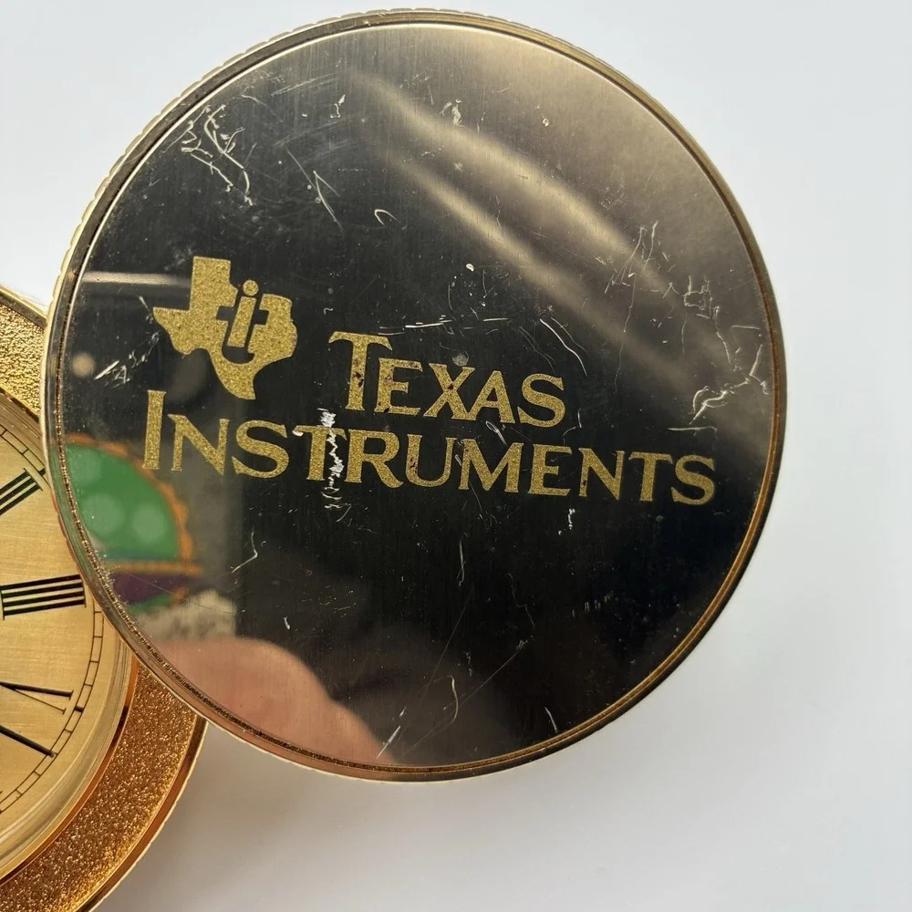 Howard Miller Gold Tone Round Desk Travel Alarm Clock Texas Instruments Gift